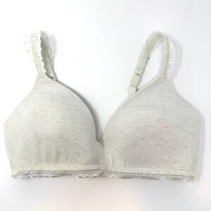 Aerie Wireless Lace Full Coverage Bra In Heathered Off White Size 36D
